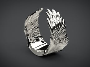Wings Ring in Fine Detail Polished Silver
