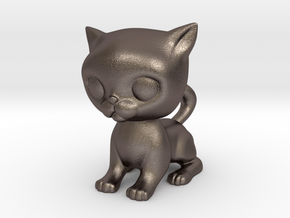Cute Baby Cat in Polished Bronzed-Silver Steel