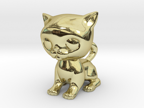 Cute Baby Cat in 18k Gold Plated Brass