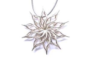 Sunflower Pendant in Polished Silver