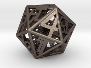 BETA D20 Balanced - Numbers Only, Small (Hearts) in Polished Bronzed-Silver Steel