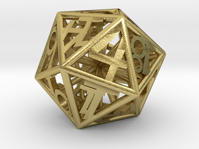 BETA D20 Balanced - Numbers Only, Small (Hearts) in Natural Brass