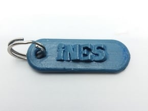 INES Personalized keychain embossed letters in White Natural Versatile Plastic