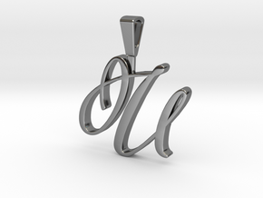 INITIAL PENDANT U in Fine Detail Polished Silver