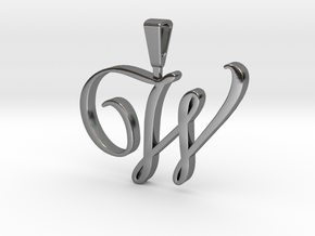 INITIAL PENDANT W in Fine Detail Polished Silver
