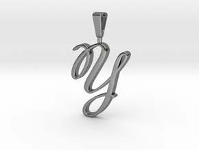 INITIAL PENDANT Y in Fine Detail Polished Silver