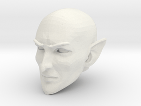 Elf Cleric Bald Head 1 in White Natural Versatile Plastic