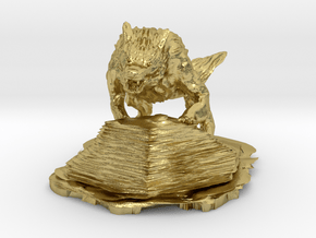 wolf in Natural Brass