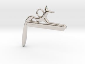 Anup/Anubis couchant jackal (small) in Rhodium Plated Brass