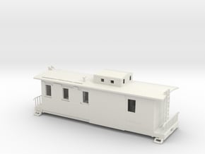HO Scale Caboose with Interior in White Natural Versatile Plastic