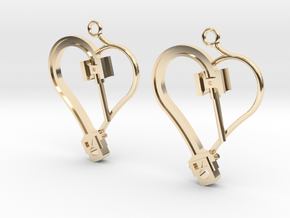 Crosshead Heart Earrings  in 14K Yellow Gold
