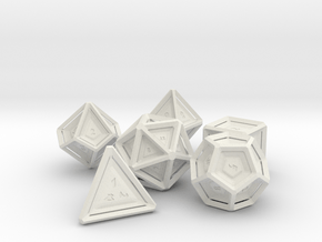 Polyhedral Dice Set in White Natural Versatile Plastic