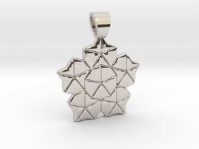 Golden ratio tiling - Lotus [pendant] in Rhodium Plated Brass