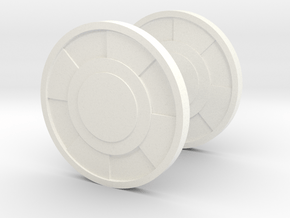 Round Cufflink in White Processed Versatile Plastic
