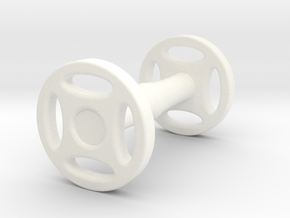 Wheeled Cufflink in White Processed Versatile Plastic