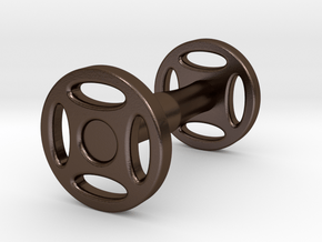 Wheeled Cufflink in Polished Bronze Steel