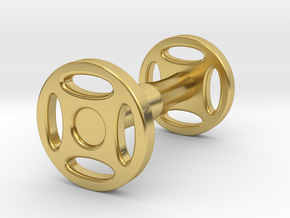 Wheeled Cufflink in Polished Brass