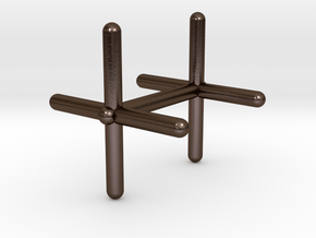 Cross Cufflink in Polished Bronze Steel