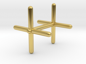 Cross Cufflink in Polished Brass