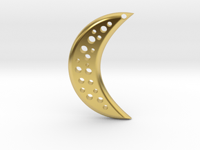 Moon Earring in Polished Brass