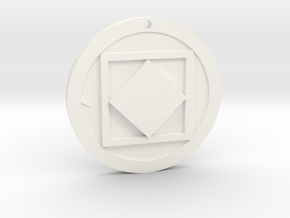 Square Necklace in White Processed Versatile Plastic