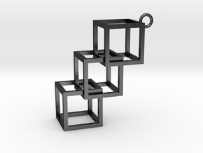 Cube Earring in Polished and Bronzed Black Steel