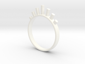 Ring with Hexagons in White Processed Versatile Plastic