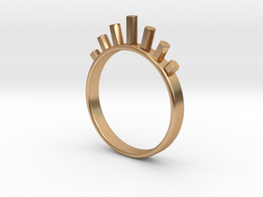 Ring with Hexagons in Polished Bronze