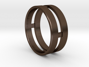 Double Ring in Polished Bronze Steel