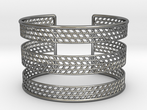 Mesh Grid Cuff V2 in Polished Silver