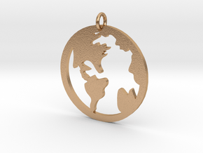 Globe - Necklace Pendant in Natural Bronze