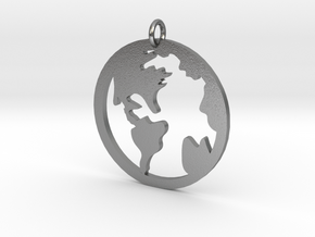 Globe - Necklace Pendant in Natural Silver