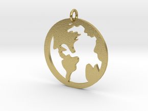 Globe - Necklace Pendant in Natural Brass