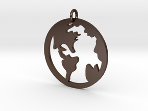 Globe - Necklace Pendant in Polished Bronze Steel