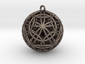 Sphere of Sacred Union Pendant 2"  in Polished Bronzed-Silver Steel