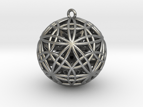 Sphere of Sacred Union Pendant 2"  in Natural Silver