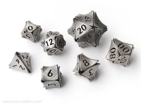 Peel Dice - 7 die polyhedral set in Polished Bronzed-Silver Steel