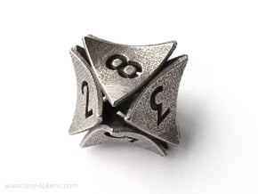 Peel Dice - D8 (eight sided gaming die) in Polished Bronzed-Silver Steel
