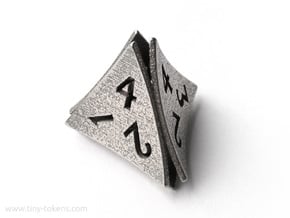 Peel Dice - D4 (four sided gaming die) in Polished Bronzed-Silver Steel