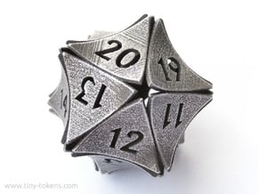 Peel Dice - Spindown D20 (life counter) in Polished Bronzed-Silver Steel