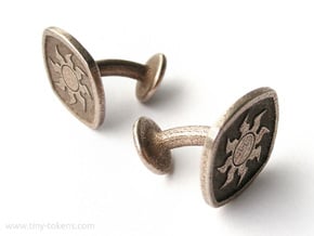 Cufflinks MTG White Mana Symbol (Plains) in Polished Bronzed-Silver Steel