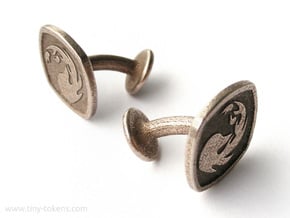 Cufflinks MTG Red Mana Symbol (Mountain) in Polished Bronzed-Silver Steel