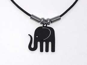Elegant Elephant Pendant in Black Natural Versatile Plastic