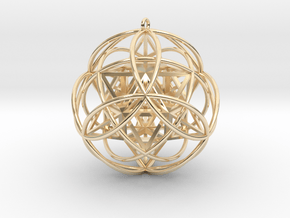 Stellated Vector Equilibrium 9 Ring Pendant  2.5"  in 14k Gold Plated Brass