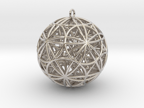 Stellated Rhombicosidodecahedron 2" Pendant in Rhodium Plated Brass