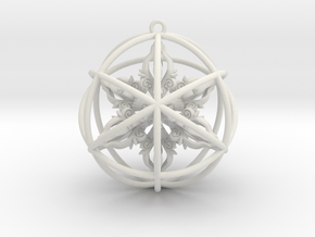 Octuple Dorje Pendant 2" in White Natural Versatile Plastic