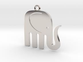Elegant Elephant Pendant in Rhodium Plated Brass