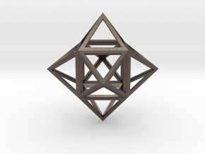 Stellated Cube (Hexahedron) 1.8" in Polished Bronzed-Silver Steel