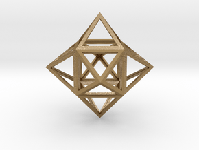 Stellated Cube (Hexahedron) 1.8" in Polished Gold Steel