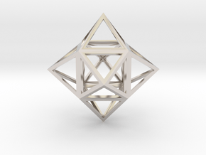 Stellated Cube (Hexahedron) 1.8" in Rhodium Plated Brass